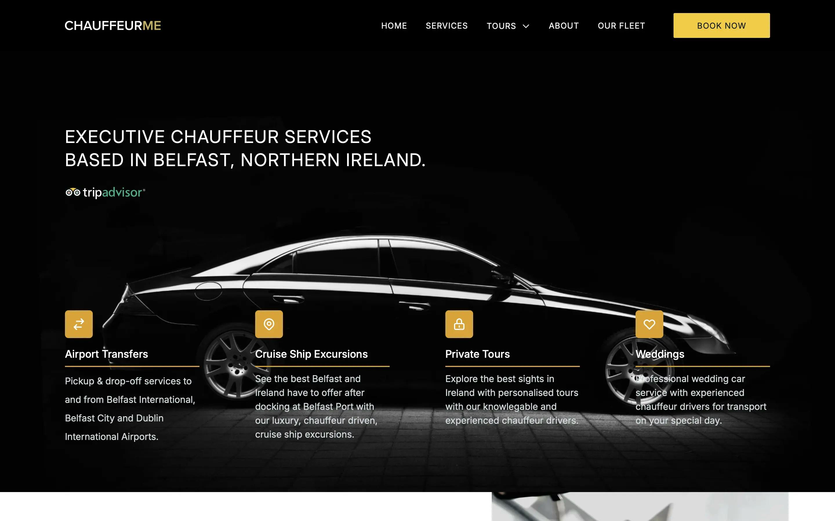 Chauffeur Me website homepage screenshot