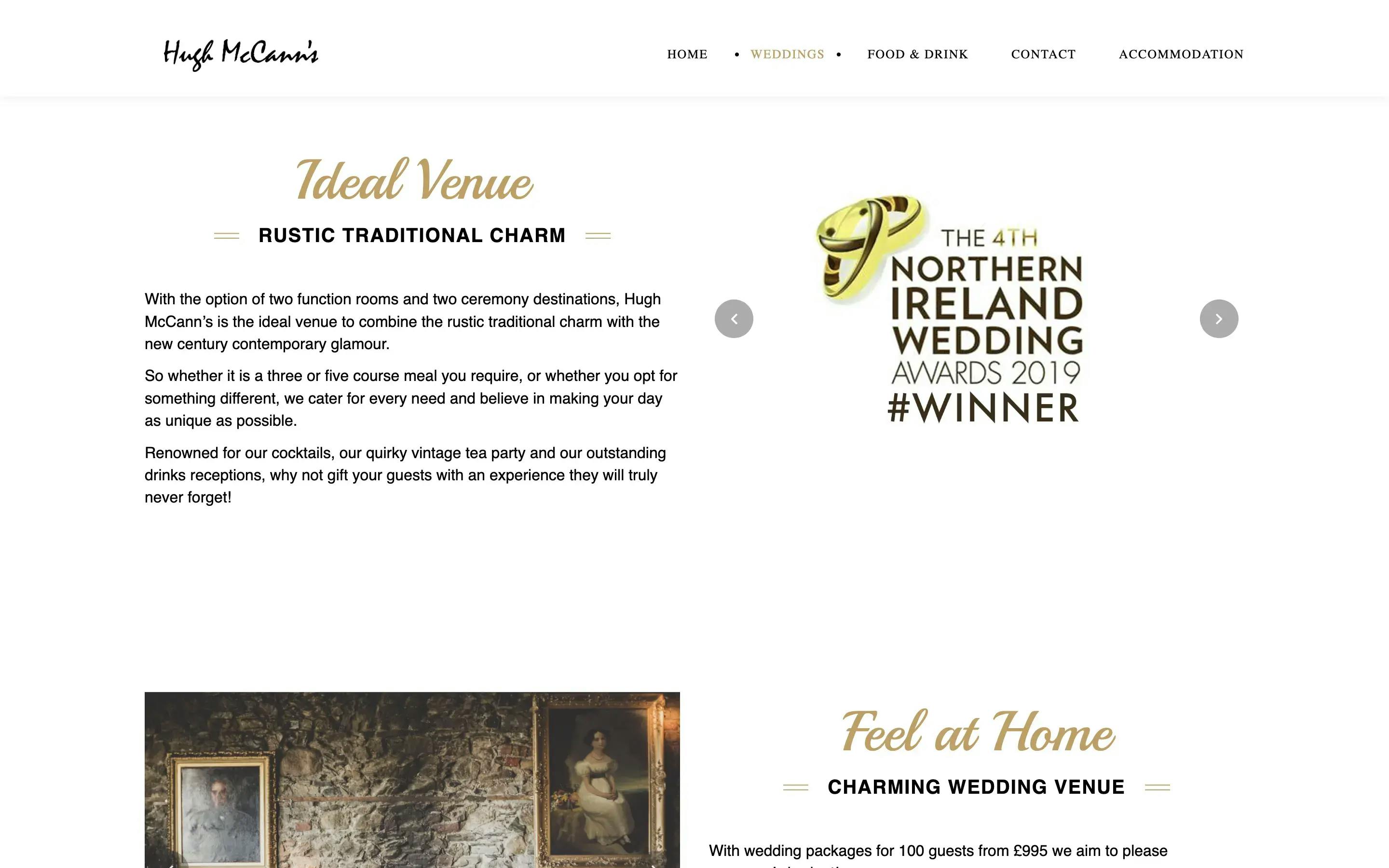 Hugh McCann's wedding page web design on desktop