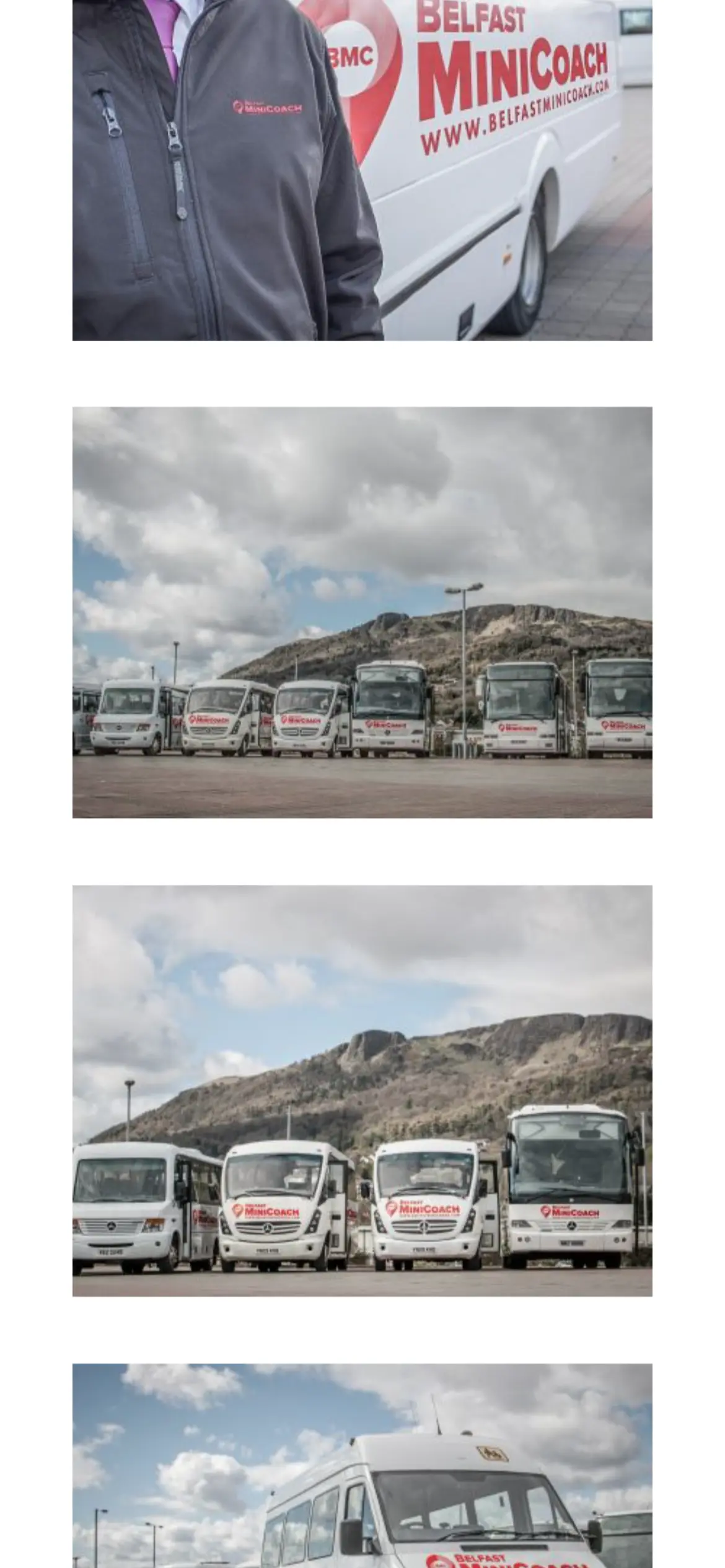 Belfast Mini Coach gallery page on mobile