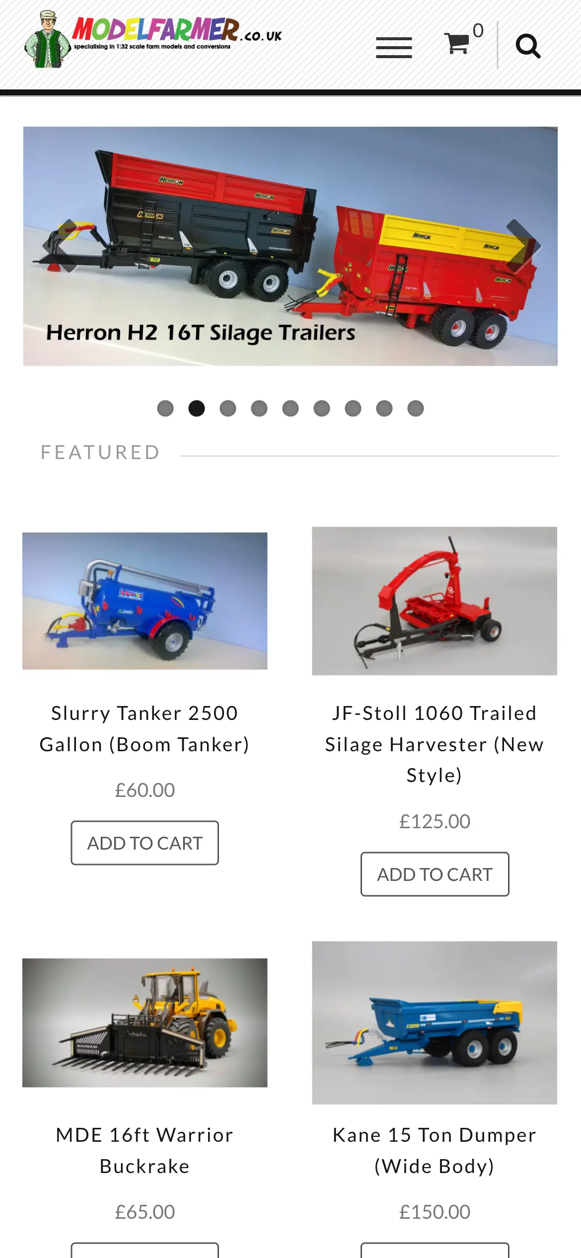 ModelFarmer.co.uk home page website design on mobile