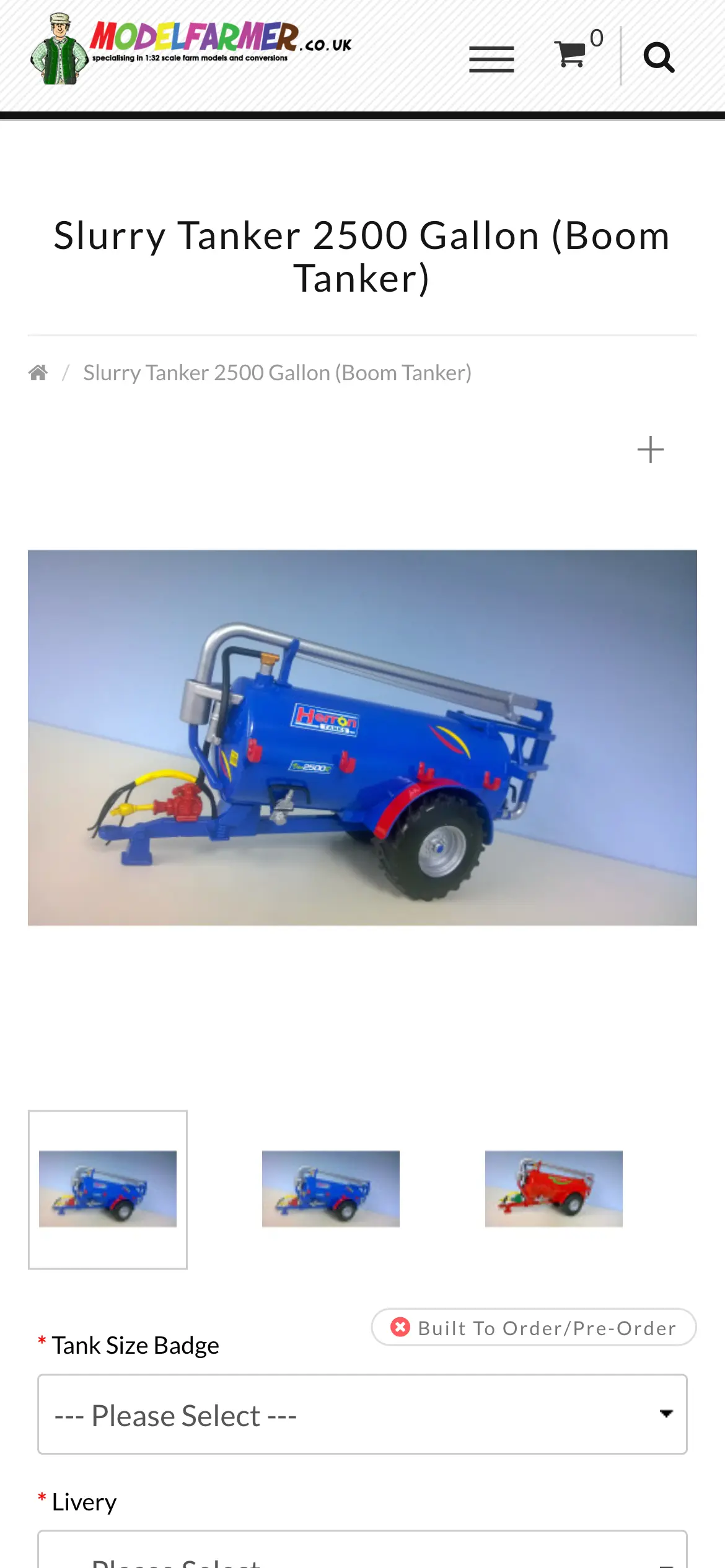 ModelFarmer.co.uk product page website design on mobile