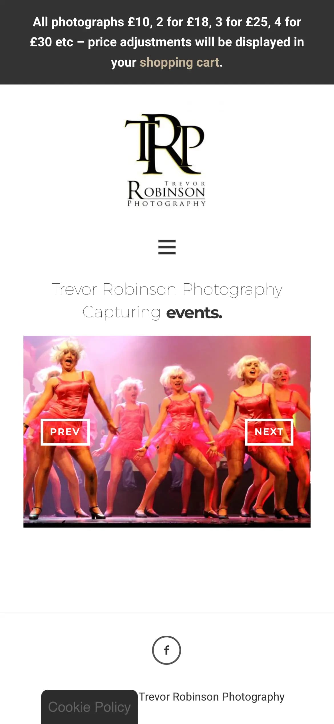 Trevor Robinson Photography Home Page on Mobile