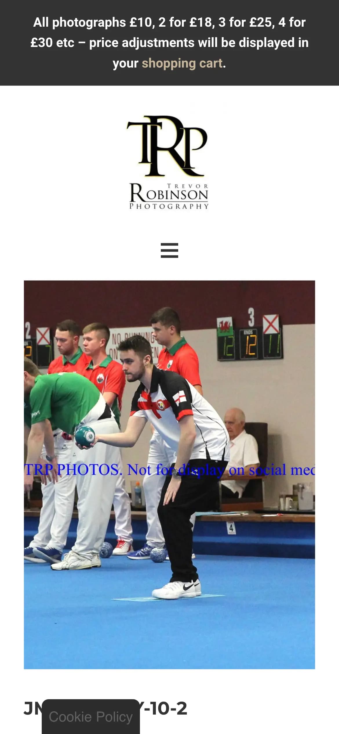 Trevor Robinson Photography Product Page on Mobile