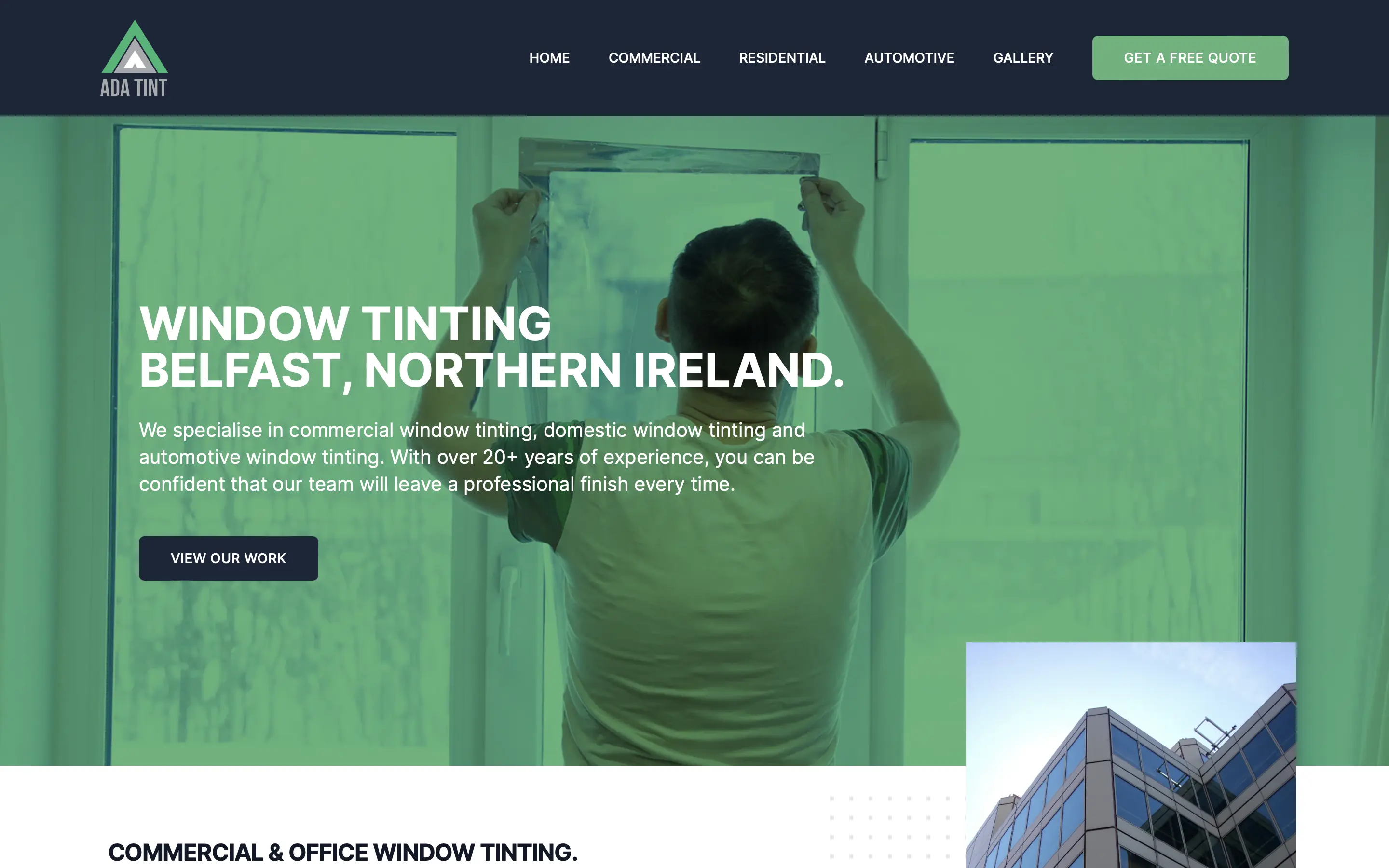 Ad a Tint website homepage screenshot