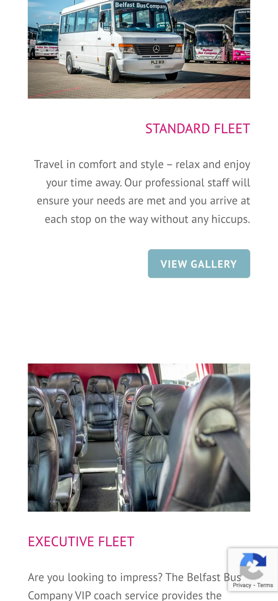Belfast Bus Company responsive web design fleet page