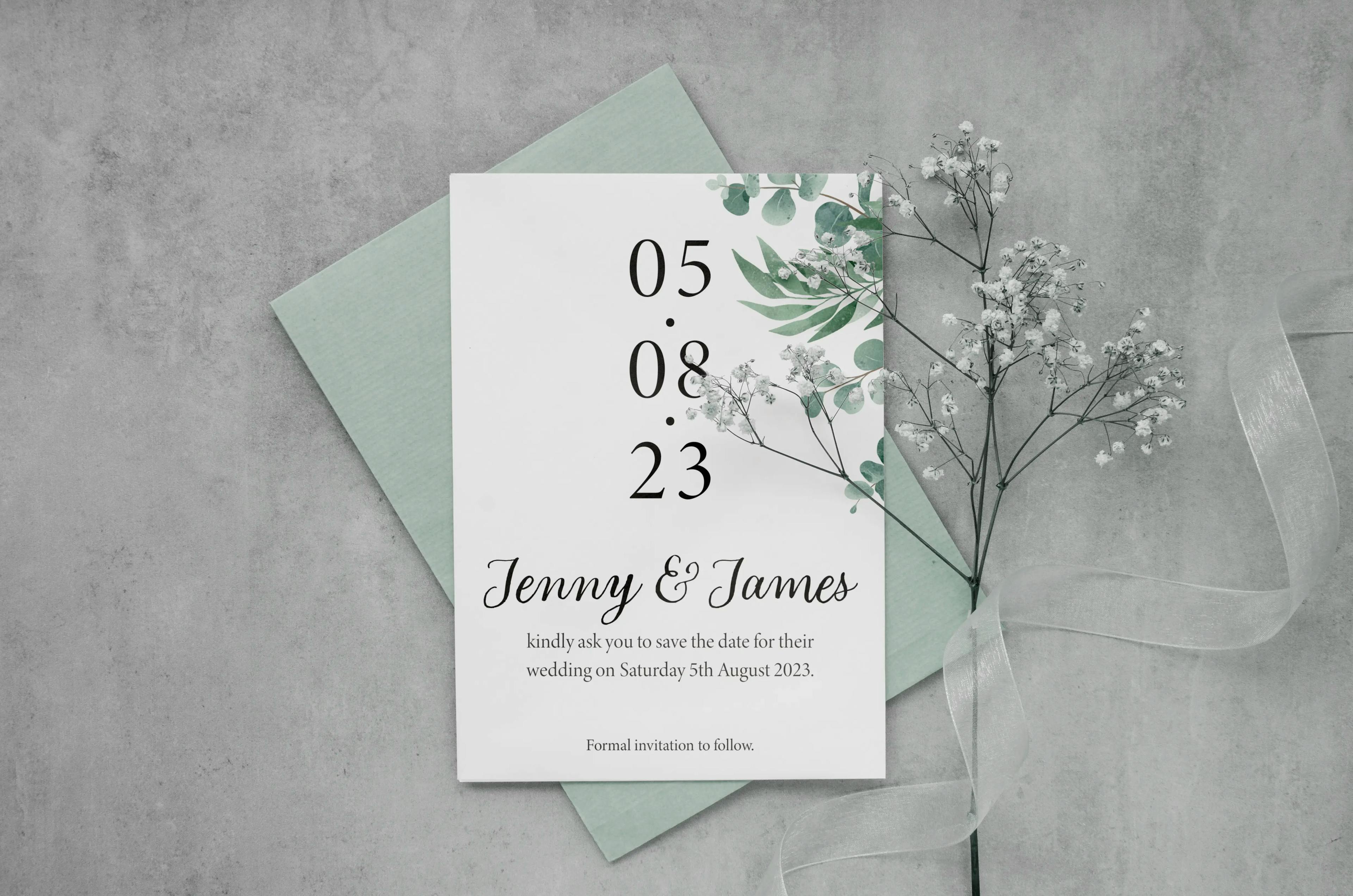 Jenny & James Save the Date printed