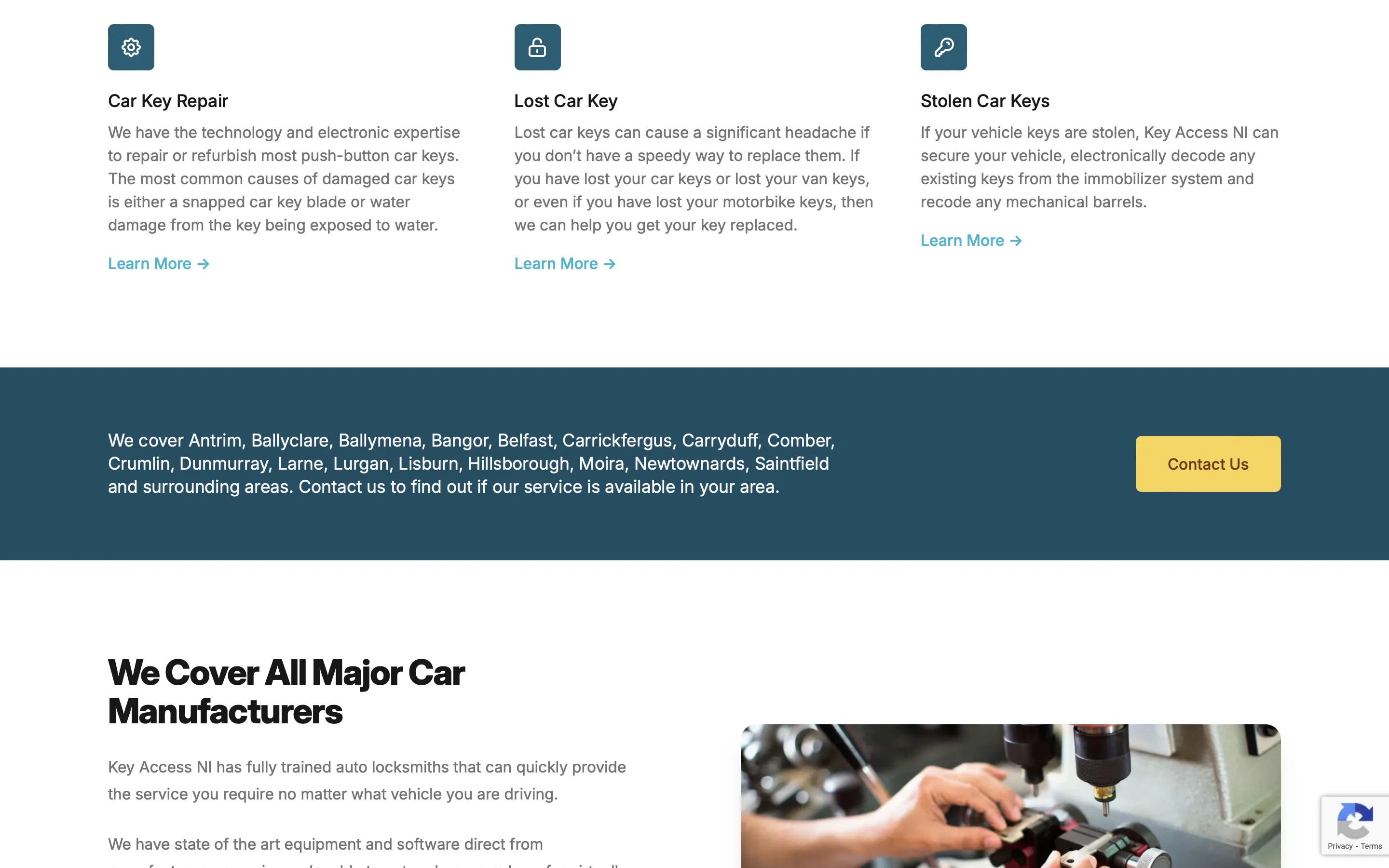 Key Access NI Home Page section on Desktop
