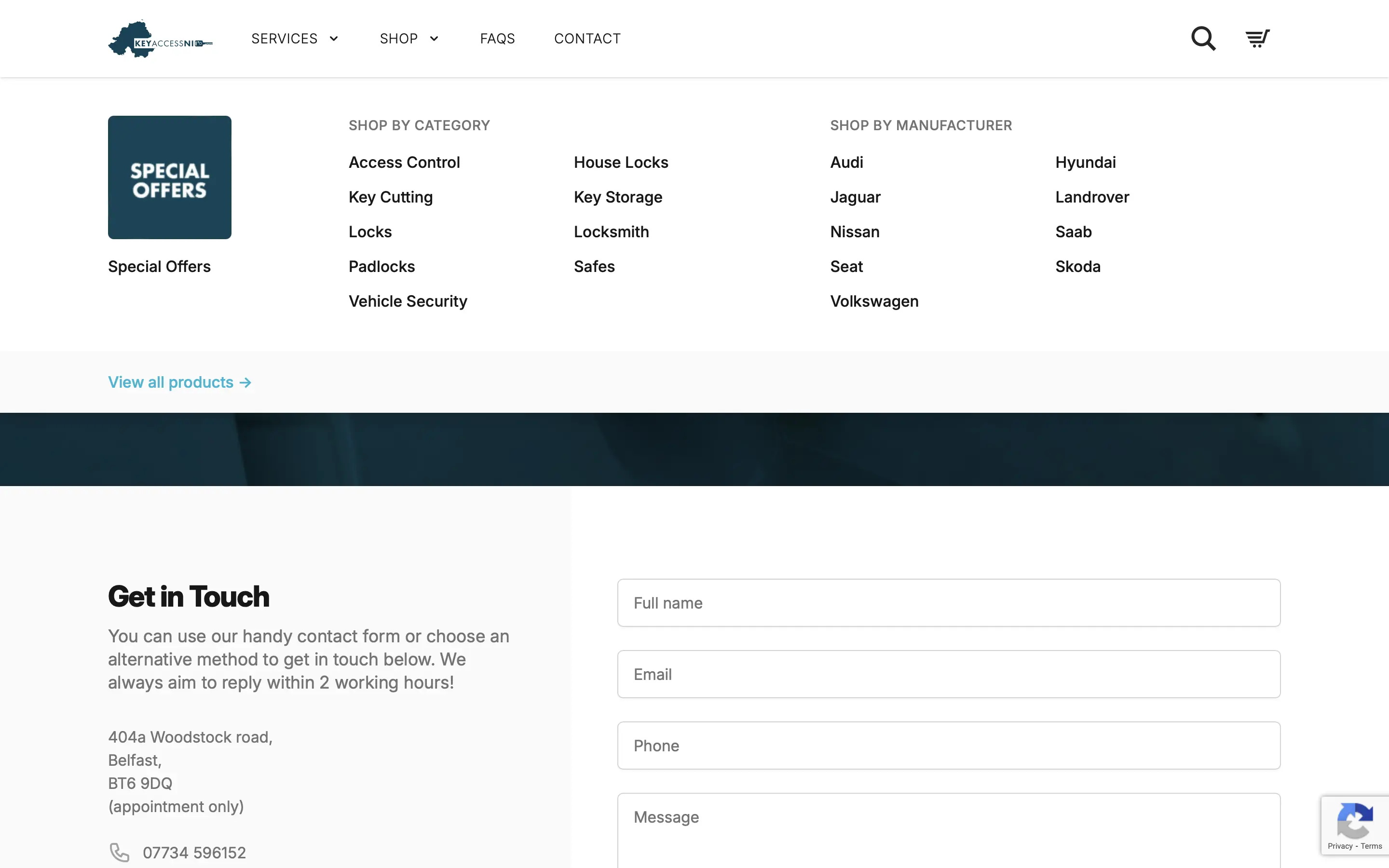 Key Access NI Mega Menu on Desktop