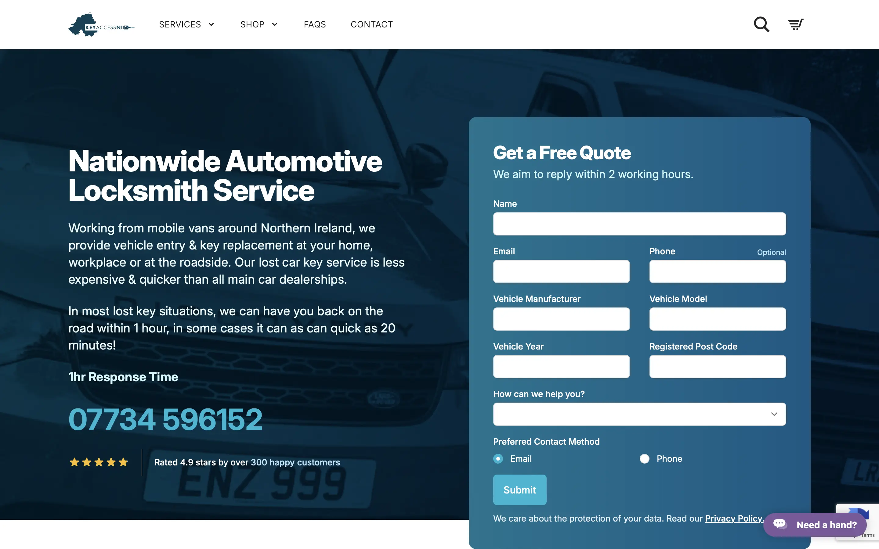 Key Access NI website homepage screenshot