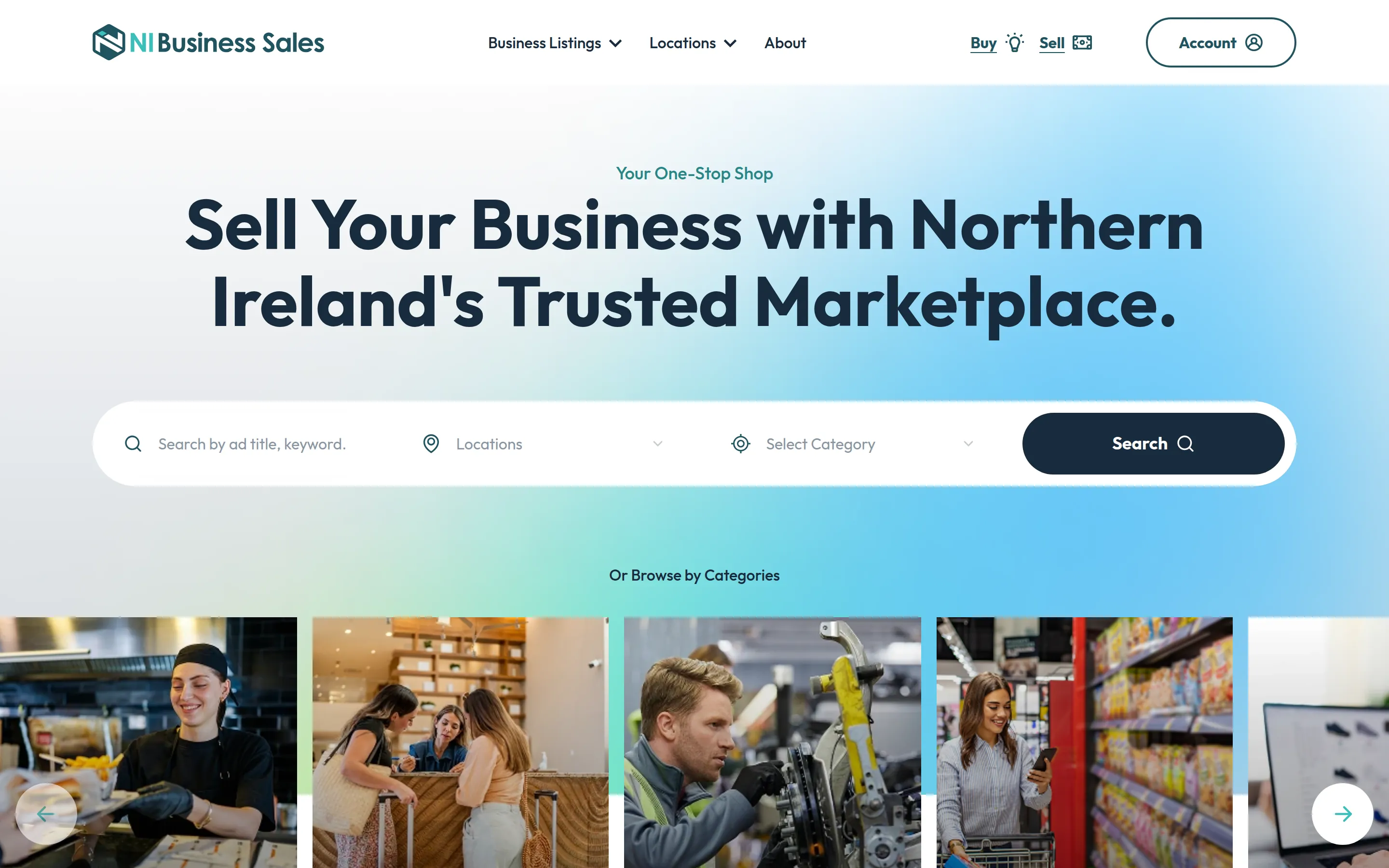 NI Business Sales website homepage screenshot