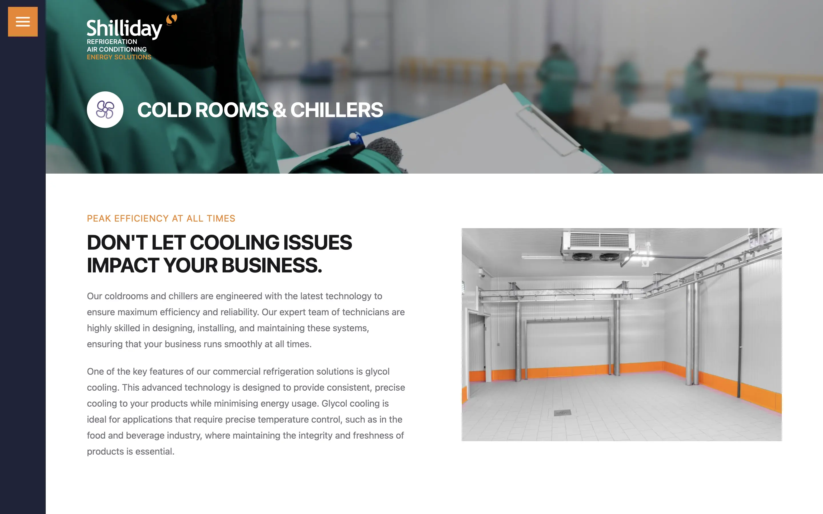 Shillidays Refrigeration About Page on Desktop