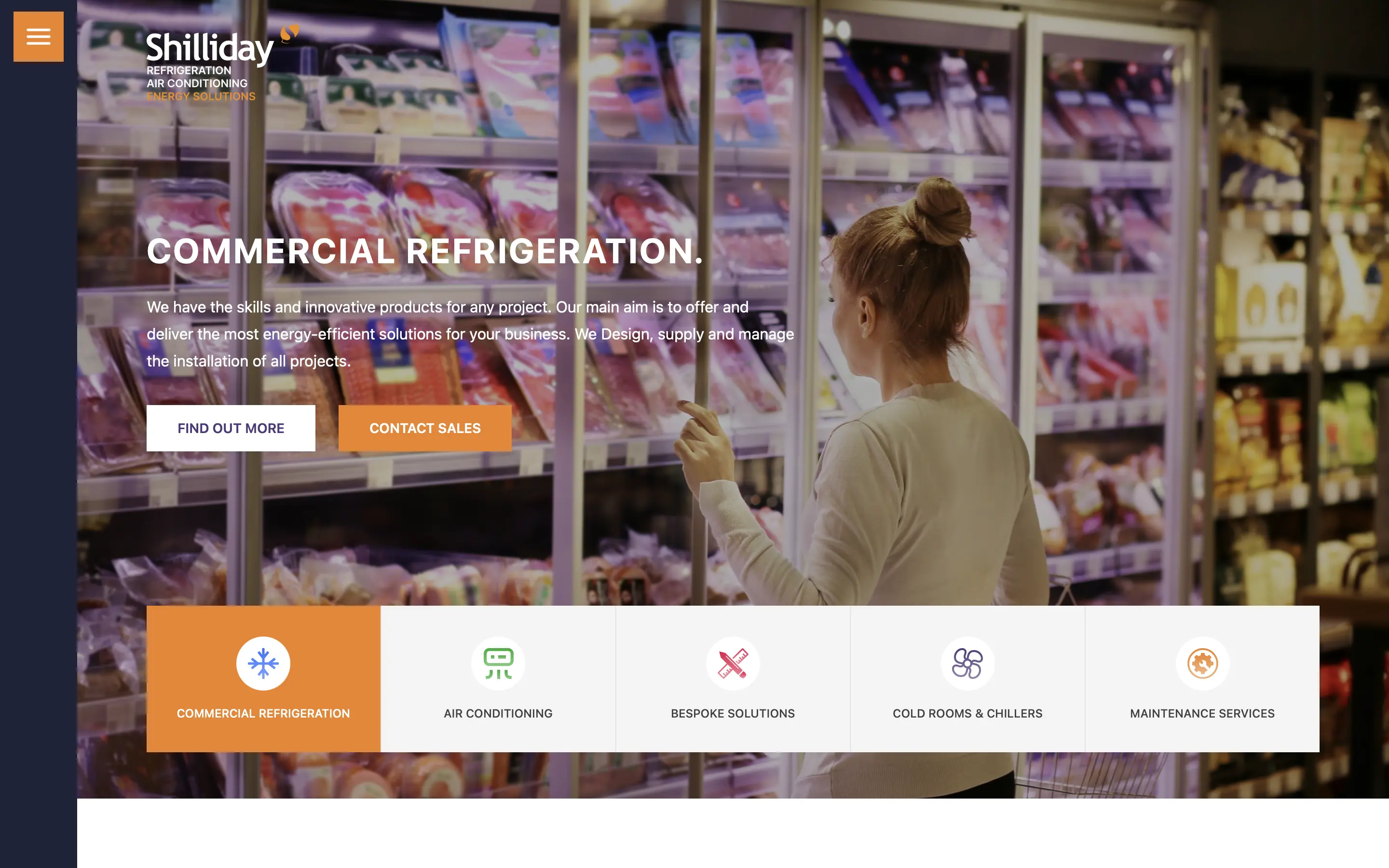 Shillidays refrigeration website homepage screenshot