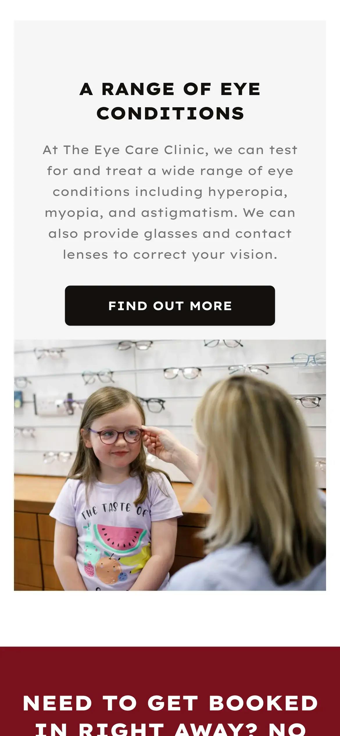 The Eye Care Clinic Children's Eyecare Page on Mobile